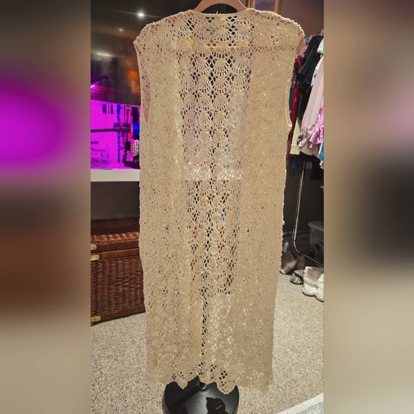 Vintage 90s Specially Made for Kroshetta Crochet Vest Size M - Picture 2 of 3